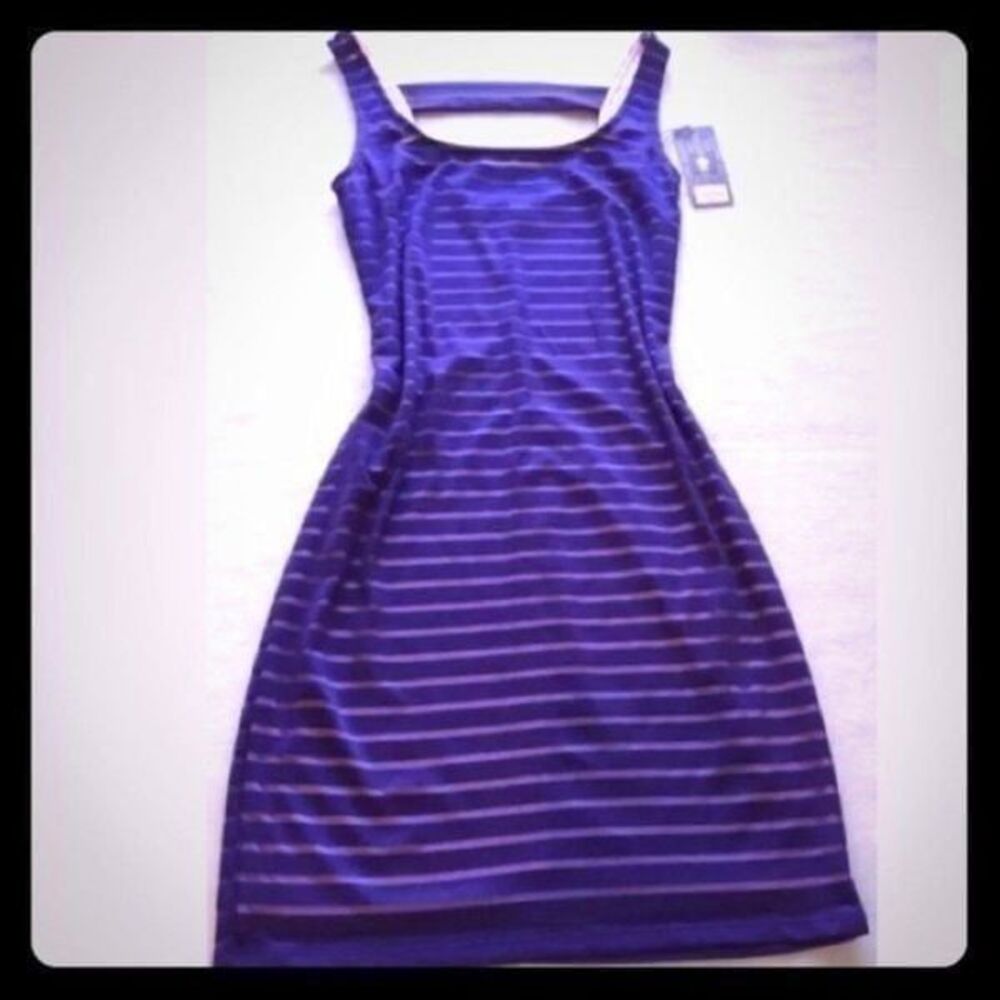Jennifer Lopez XS blue stripe women’s  dress with lining mini slip on